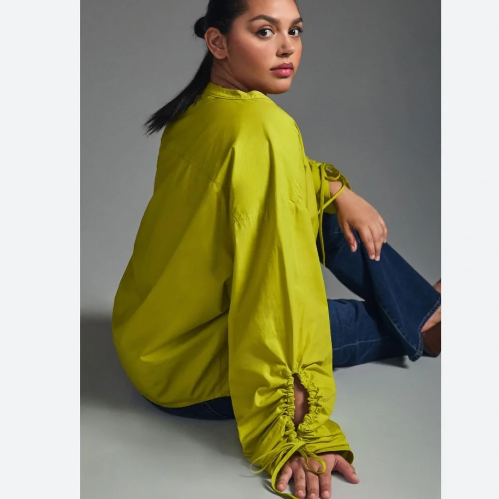 Anthropologie Pilcro Poet Sleeve Gathered Long Sleeve 100% Cotton Blouse. Medium - Picture 8 of 17